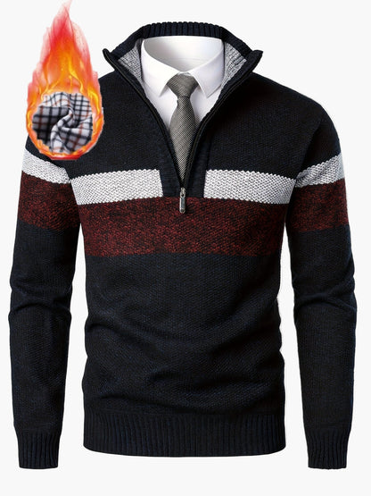 Men's knitted pullover with quarter zipper – fashionable casual style for autumn & winter