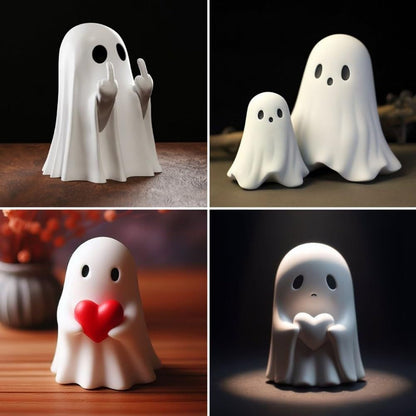 Halloween decoration figure ghost with middle finger – funny resin figure for spooky parties & decoration
