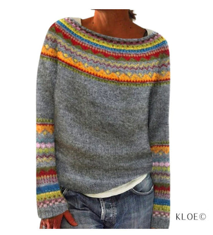 Victoria – Multicolor Rundhals Pullover für Damen