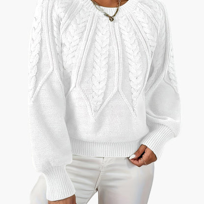 Damen Strickpullover im Zopfmuster-Design – Eleganter Freizeit-Look für Alltag & Büro