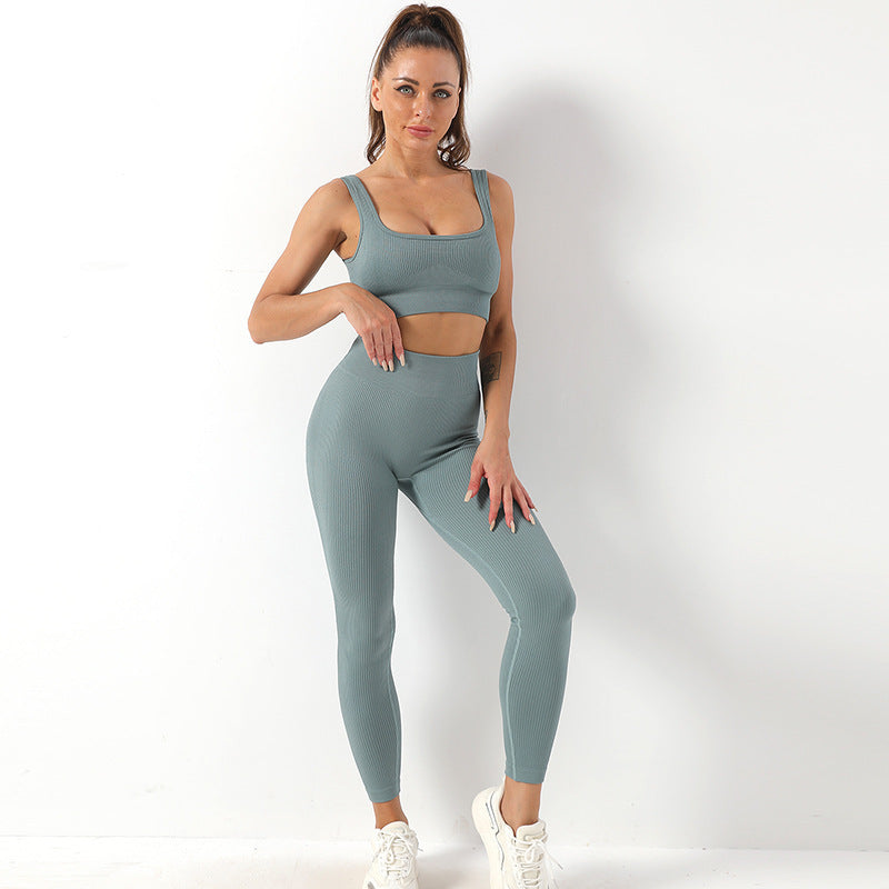 Kim – 2-teiliges nahtloses Yogaset mit sportlichem Hochbund und Bauchhebendem BH