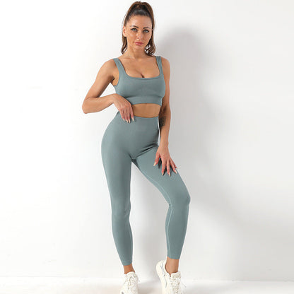 Kim – 2-teiliges nahtloses Yogaset mit sportlichem Hochbund und Bauchhebendem BH