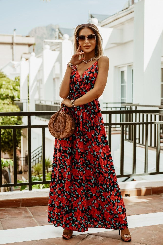 Juliet – Boho Maxikleid mit Trägern und Print