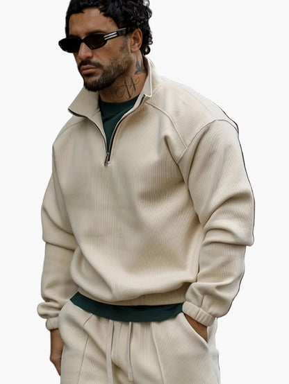 Herren Freizeit Trainingsanzug mit Reißverschluss – Lässiges Set für Alltag und Sport