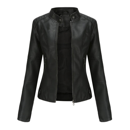 Georgina – Dünne Vegane Jacke mit Stehkragen im Slim-Fit