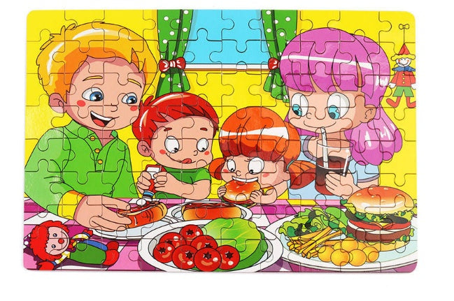 Kinder Holzpuzzle Set – Bunte Lernspielzeuge im Aufbewahrungs-Metallkasten, ab 3 Jahren, Unisex