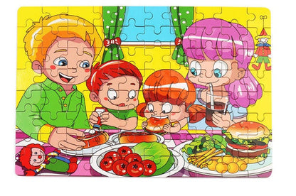 Kinder Holzpuzzle Set – Bunte Lernspielzeuge im Aufbewahrungs-Metallkasten, ab 3 Jahren, Unisex