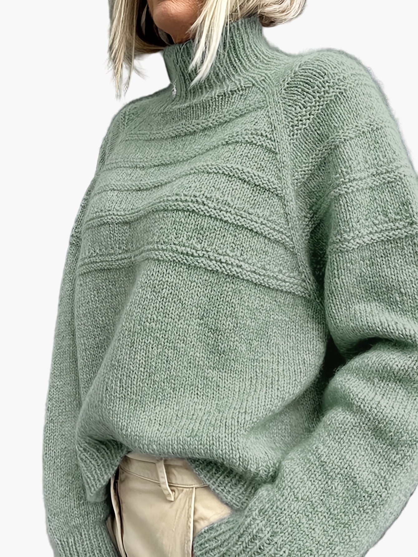 Damen Strickpullover mit Stehkragen – Eleganter Alltags-Look für Herbst und Winter
