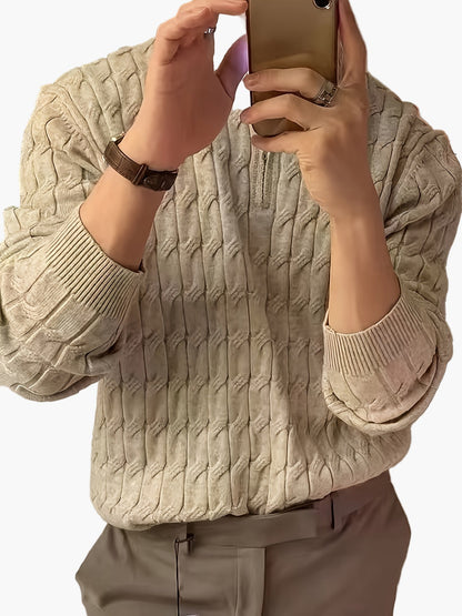 Men's knitted sweater with zipper and modern design – ideal for leisure and office