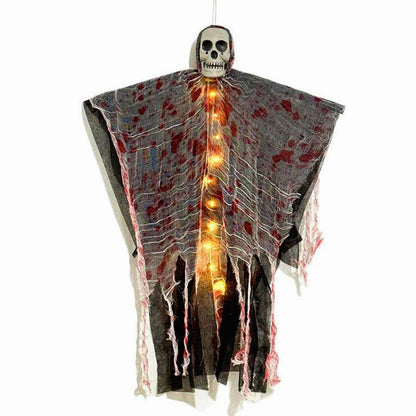 Halloween Hanging Ghost Decoration with Glowing Skull for Spooky Parties and Decor