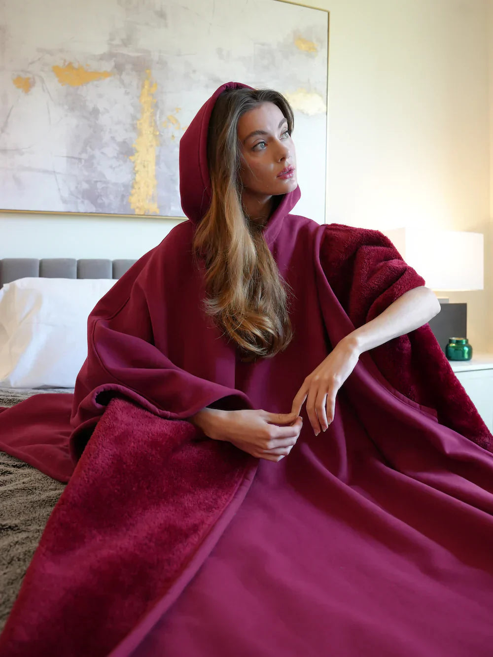 Damen Oversize Hoodie-Decke – Kuschelige Kapuzenponcho für Entspannung & Komfort