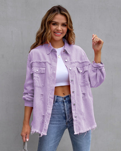 Wendy – Modisches Ripped Shirt-Jacke für Frauen im Herbst und Frühling