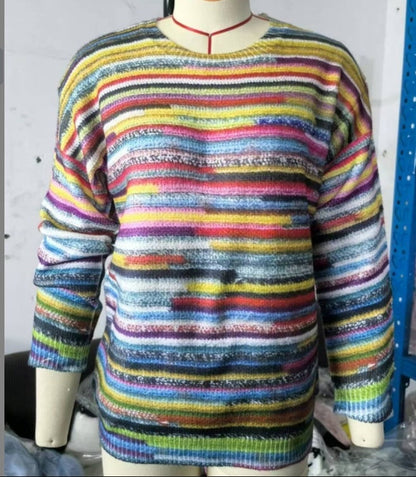 Victoria – Multicolor Rundhals Pullover für Damen