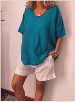 Damen Sommer bluse Locker Casual Oberteil Freizeit