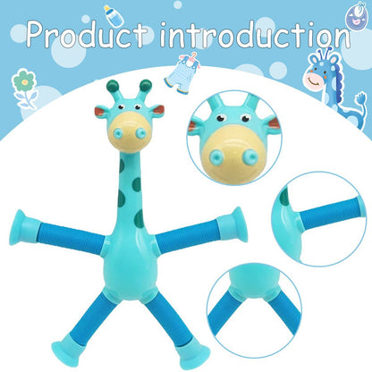 Kinder Cartoon Telescopic Giraffe Fidget Spielzeug mit Saugnapf – Stressabbau & Sensorischer Spaß