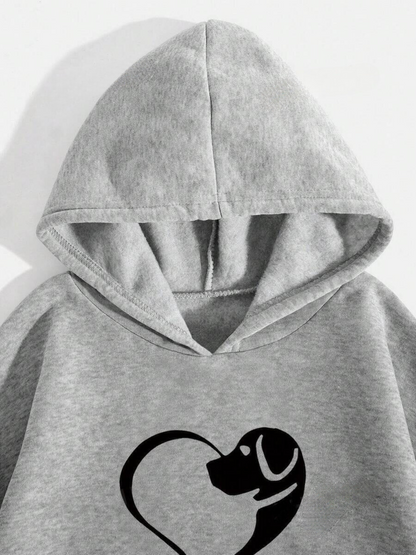 Women's hoodie with dog heart and paw print – perfect for dog lovers, casual & everyday use