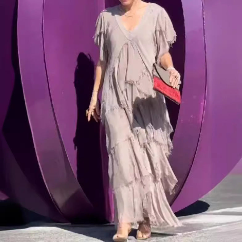 Michelle – Lässiges Slim-Fit Einfarbiges Pulloverkleid