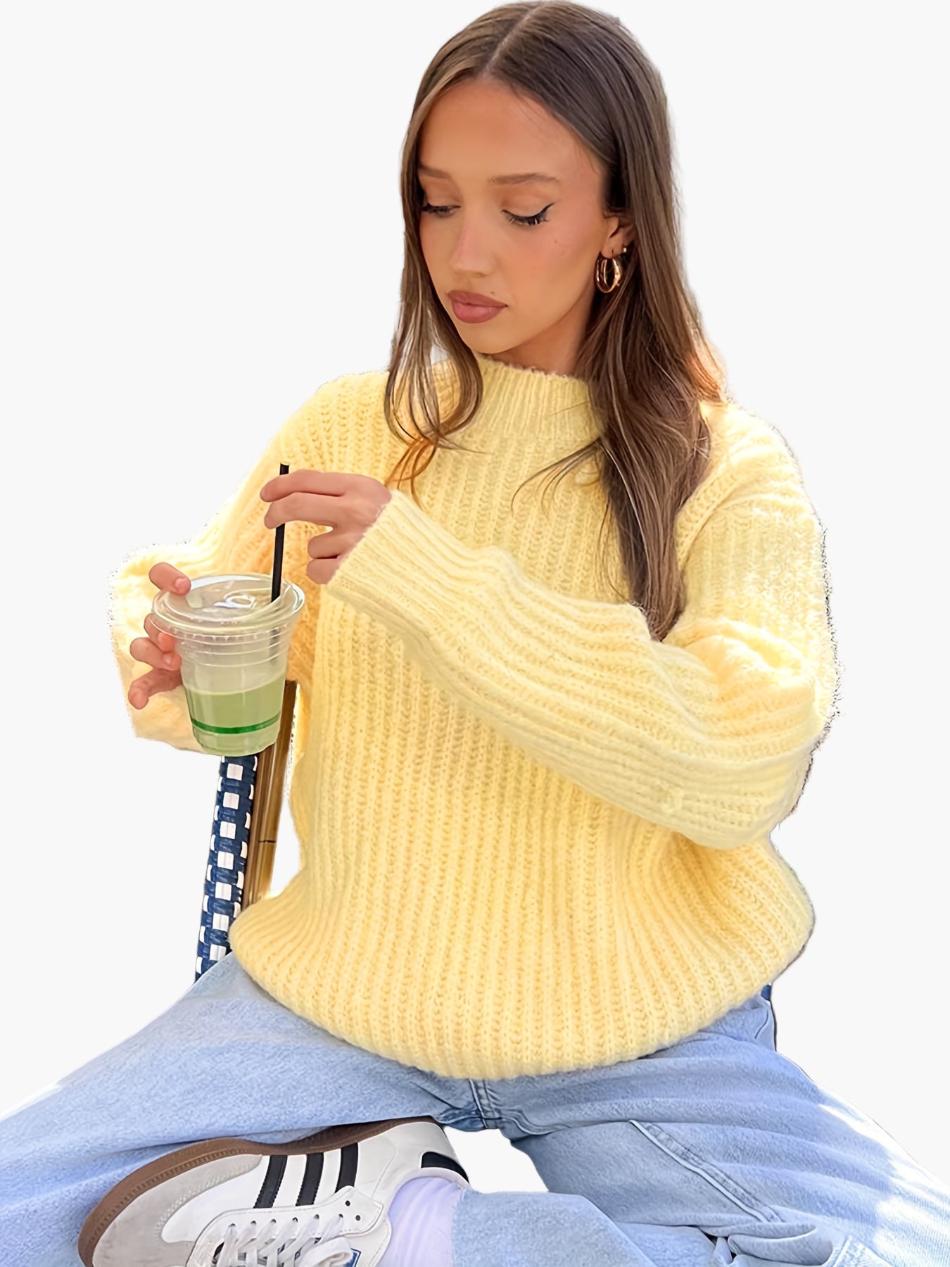 Damen Grobstrick Pullover Lockerer Casual Style für Herbst und Winter