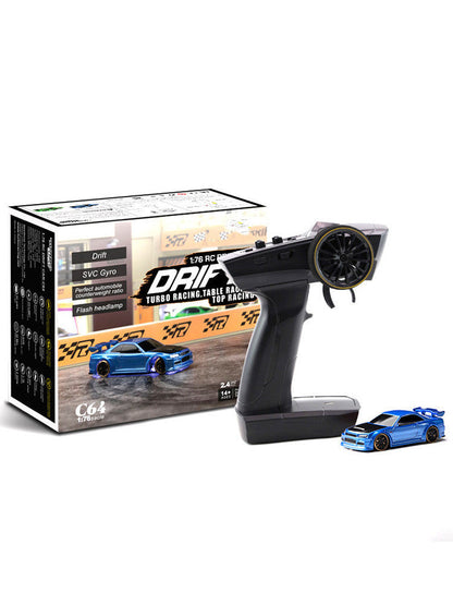 1:76 RC Drift Auto C64 für Jungen, Turbo Racing, Tischrennen, Modellauto mit SVC Gyro und LED