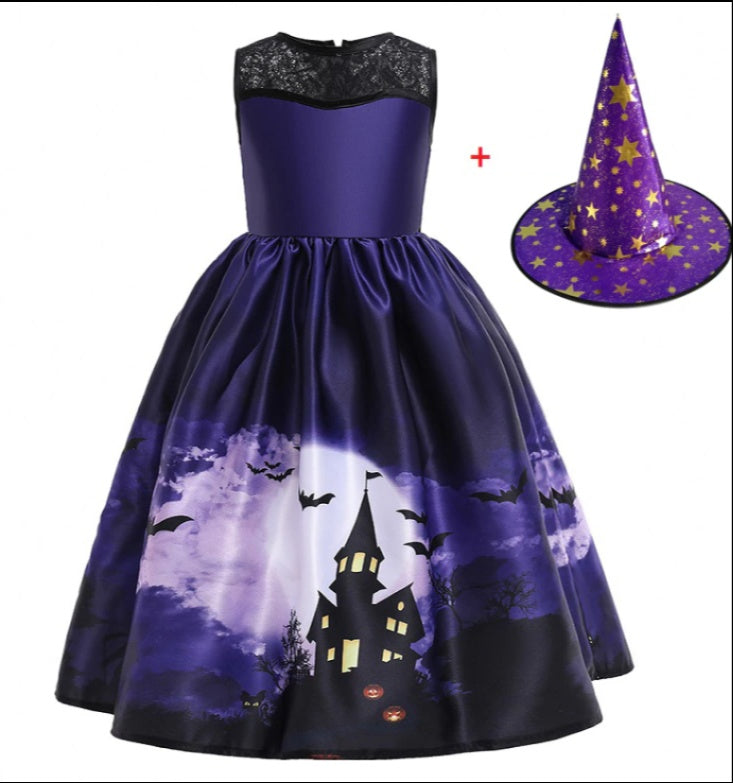 Pamela – Halloween Prinzessinnenkleid mit Halloween-Druck