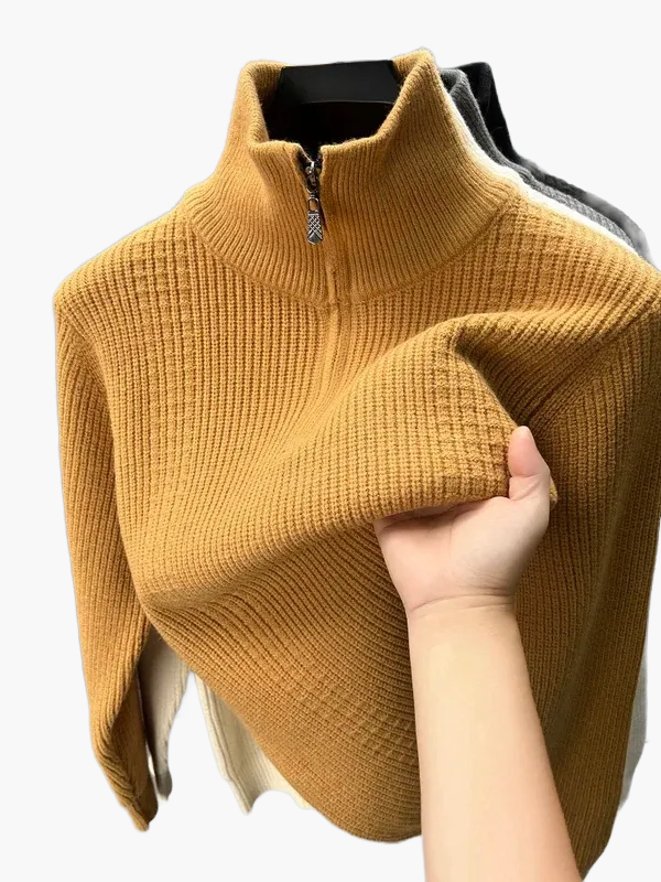 Women's half-zip knit sweater – fashionable autumn winter casual sweater