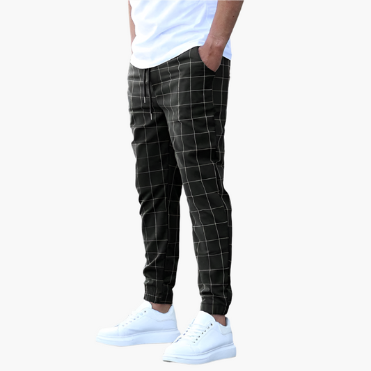 Herren Joggerhose mit Karomuster – Stilvolle Freizeithose für Alltag und Sport