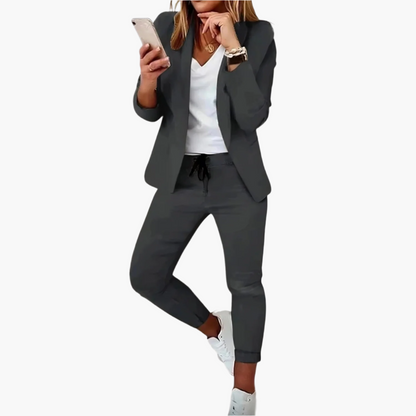 Damen Business Casual Blazer & Jogginghose Set – Modischer Anzug für Alltag & Büro