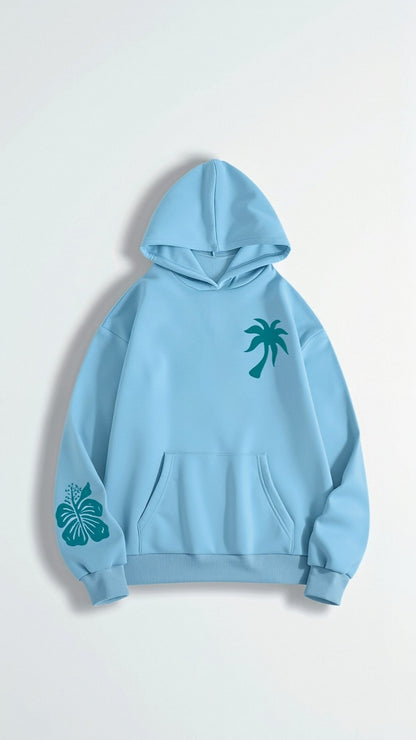 Women's Casual Oversize Hoodie with Tropical Embroidery – Modern Hooded Sweatshirt for Everyday and Vacation
