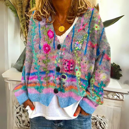 Women's knitted cardigan in artistic boho style – fashionable cardigan for everyday and leisure use