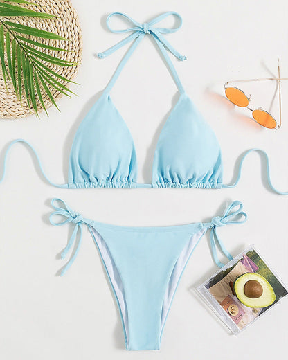 Helen – Bikinis with tied halter in solid color