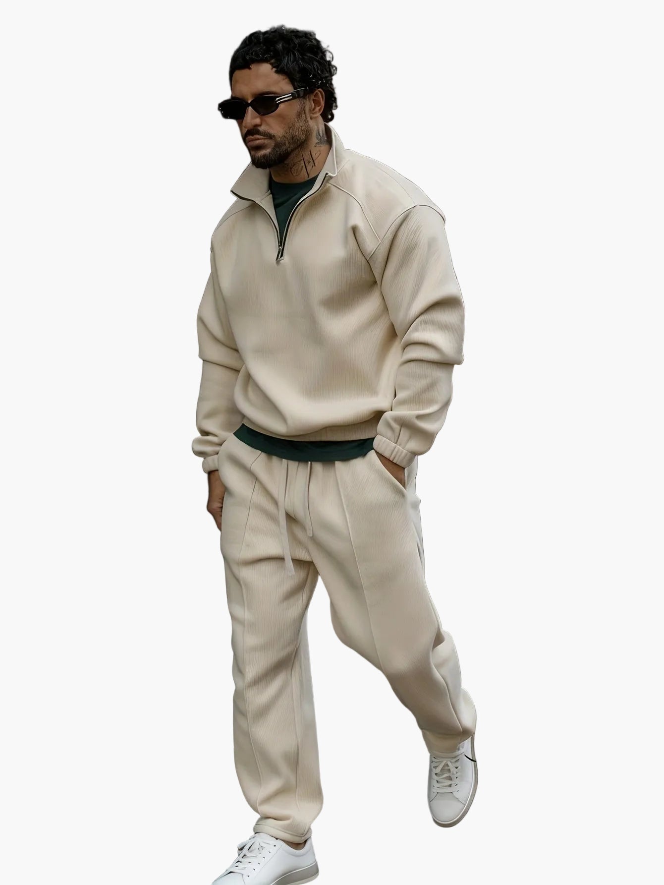 Herren Freizeit Trainingsanzug mit Reißverschluss – Lässiges Set für Alltag und Sport