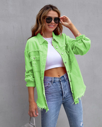 Wendy – Modisches Ripped Shirt-Jacke für Frauen im Herbst und Frühling