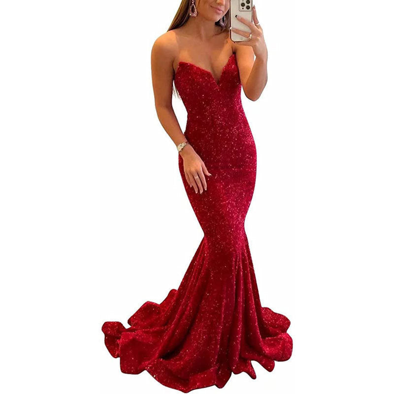 Amanda – Glitzerndes Abendkleid für Frauen mit langen Partykleidern