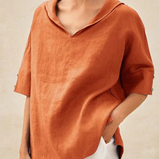 Damen Legere V-Ausschnitt Halbarm Bluse – Lässige Alltagsmode mit modernem Schnitt