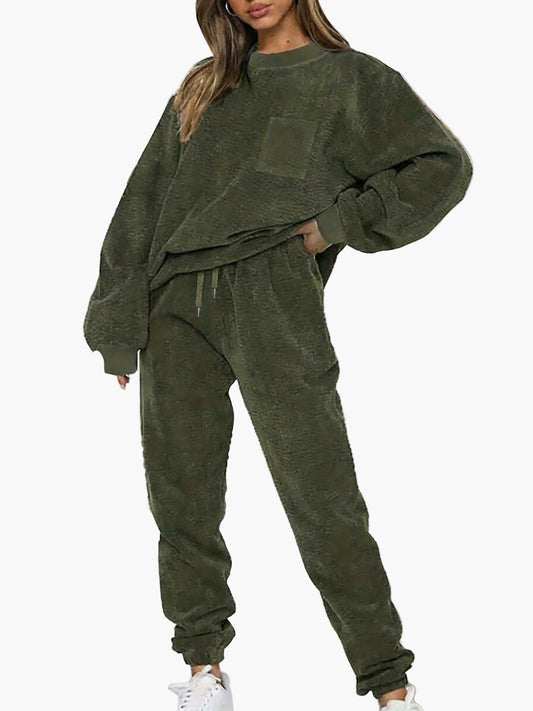 Damen Freizeit-Loungewear Set mit lockerer Passform – Pullover & Jogginghose für Herbst und Winter