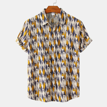 Herren Vintage Kurzarmhemd mit Blumenmuster – Lässiges Sommerhemd für Freizeit und Urlaub