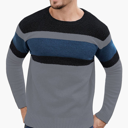 Men's Sweater with Stripe Pattern – Modern Casual Look for Autumn and Winter