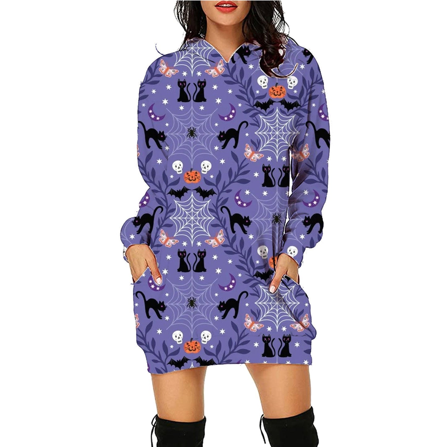 Women's Halloween Hoodie Dress – Funny Costume for Party, Decoration & Trick-or-Treat