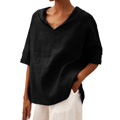 Donna – Casual, loose cotton shirt in solid color