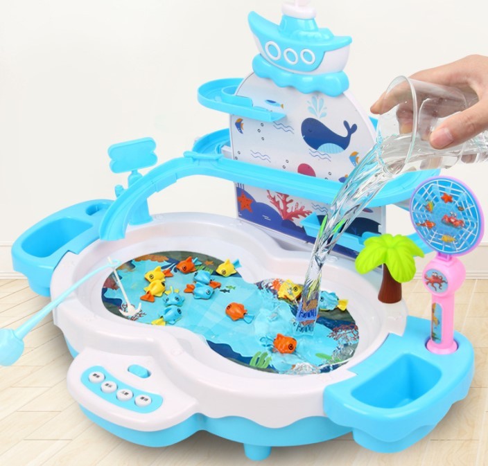 Electric fishing game for children – music, educational toy and fishing fun, unisex, Montessori style