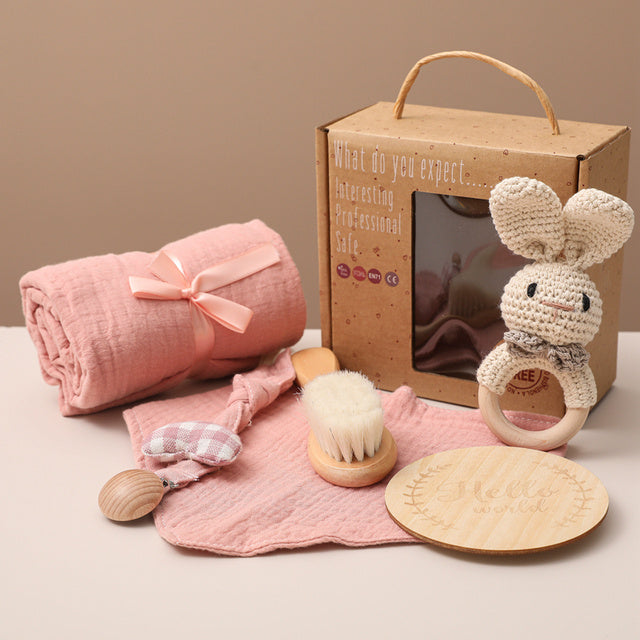 Unisex Baby Geschenkset – Neugeborenen Pflege & Spiel Set mit Elefant – Perfekt zur Geburt oder Babyparty