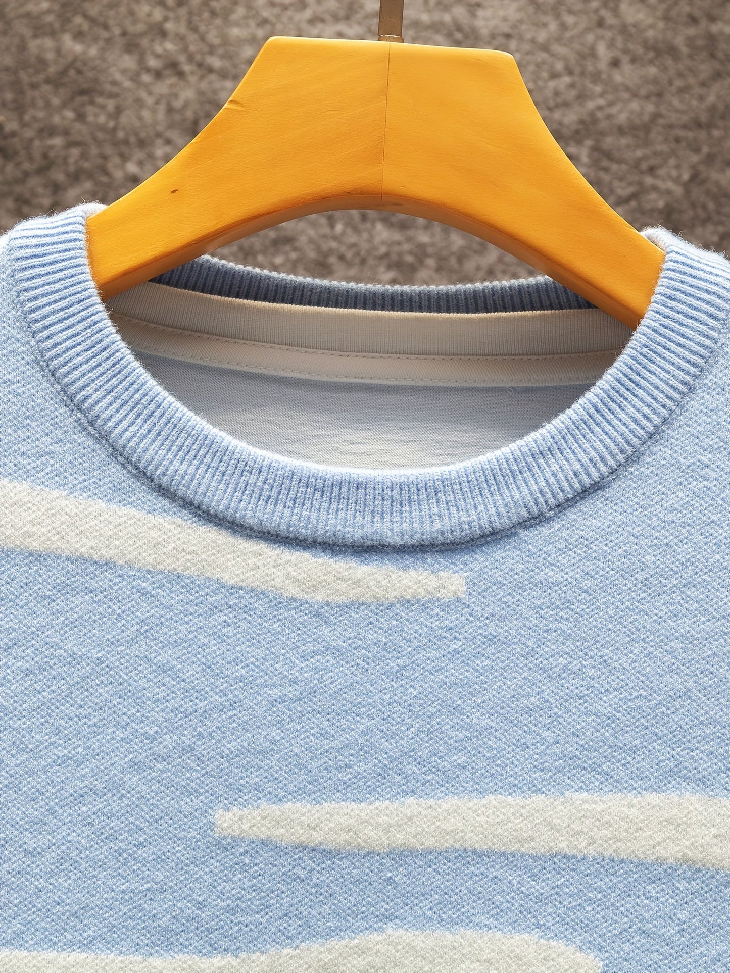 Men's Sweater with Landscape and Cow Motif – Casual Knit Sweater for Autumn and Winter