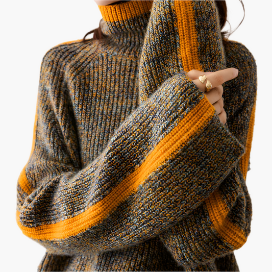 Women's Chunky Knit Turtleneck Sweater – Fashionable Winter Sweater with Wide Sleeve for Leisure & Everyday Use