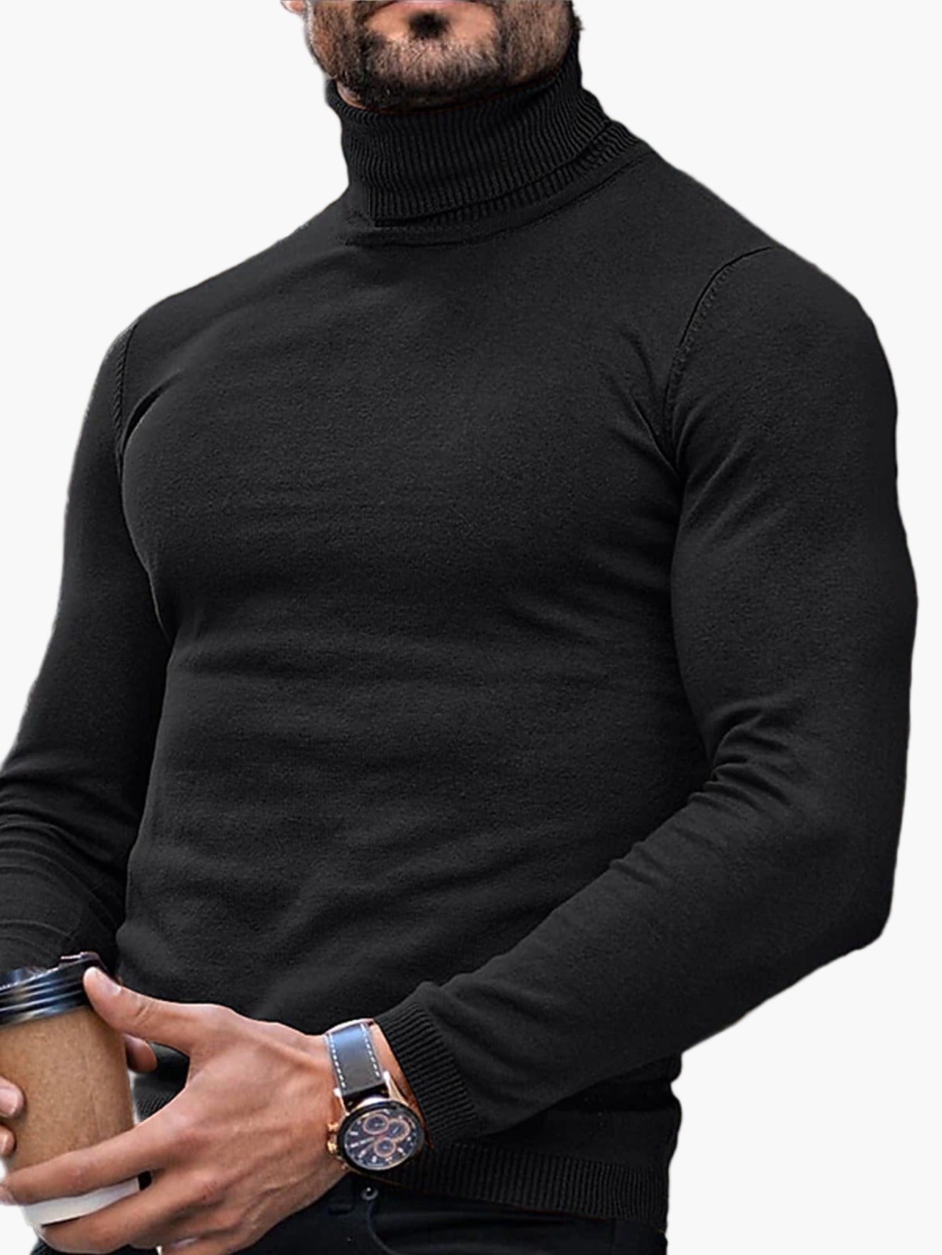 Men's turtleneck sweater – Fashionable, slim-fit knitted sweater for leisure and everyday wear