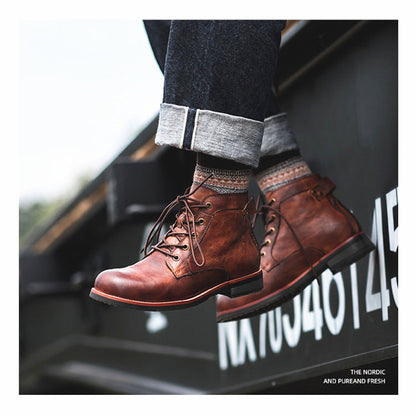 Aidan – Retro Herrenstiefel mit Schnürung und niedrigem Absatz