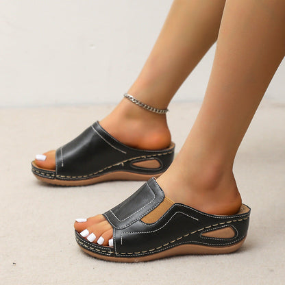 Damen Komfort Slip-On Sandalen mit offener Spitze – Bequeme Freizeitschuhe für Alltag und Reisen