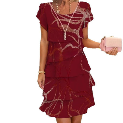Damen Elegantes Lagenlook Patchwork Midikleid – Stilvolles Sommerkleid für Alltag und Feierlichkeiten