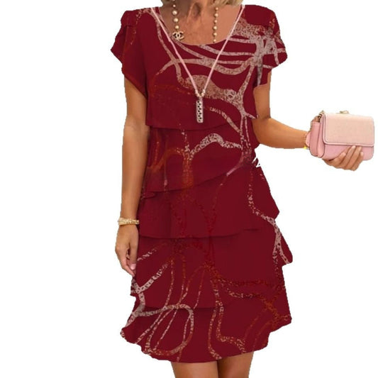Damen Elegantes Lagenlook Patchwork Midikleid – Stilvolles Sommerkleid für Alltag und Feierlichkeiten