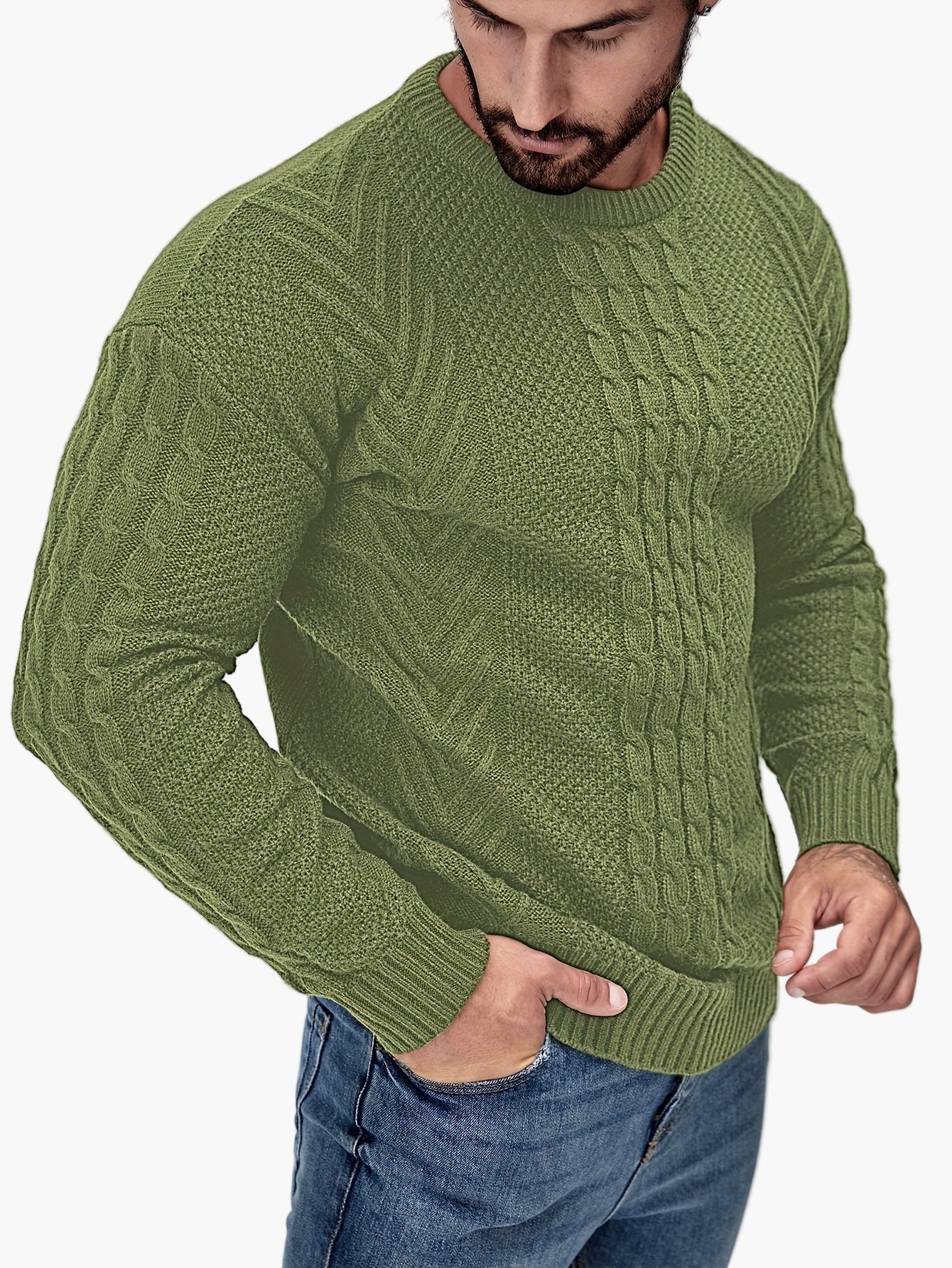 Men's knitted sweater in casual style – fashionable leisure sweater for autumn and winter