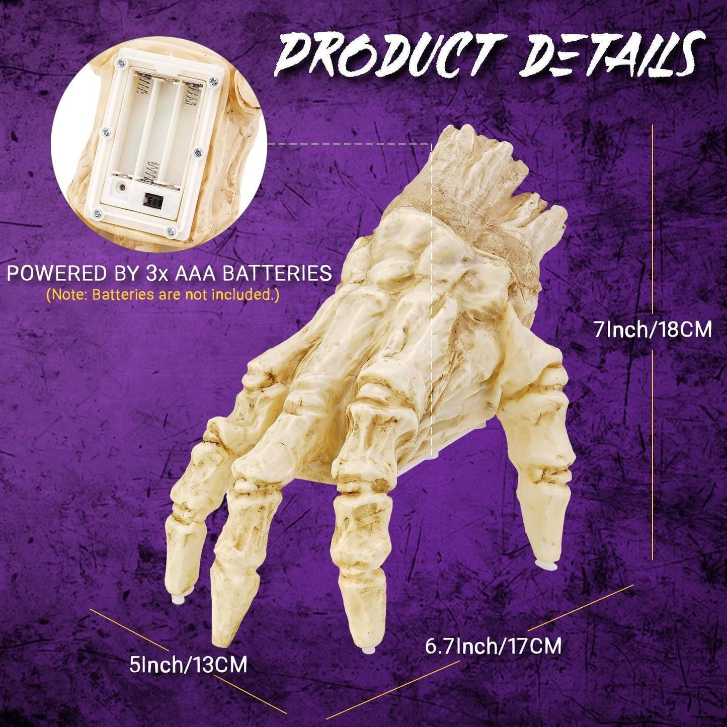 Halloween Glowing Electric Ghost Hand – Movable Zombie Decoration for Horror Parties & Haunted House